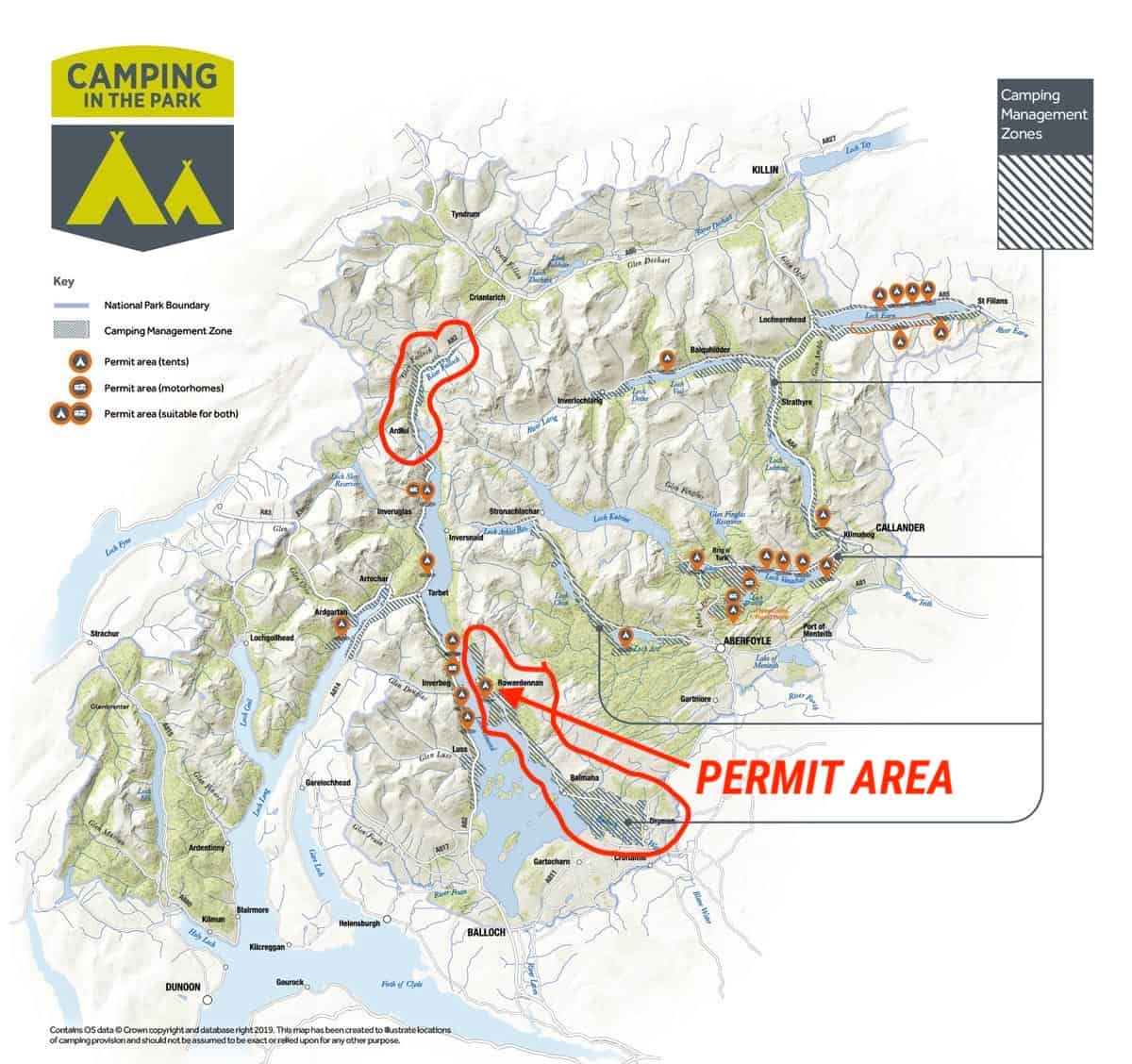 WHW wild camping zones